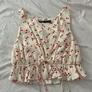 Zara Cherry Silky Tank Top